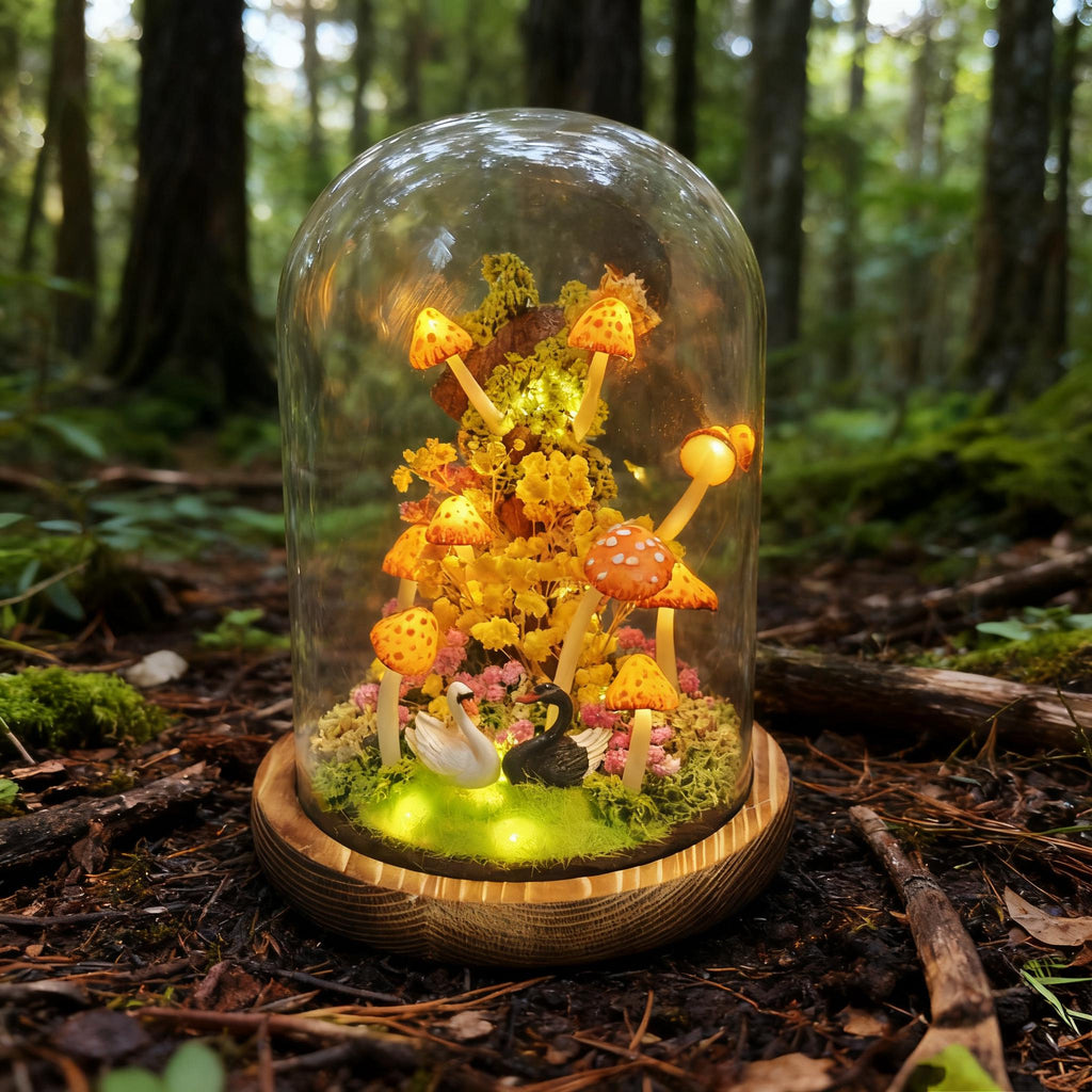 StarlitCarat Yellow Mushroom Lamp Handcrafted LED Night Light