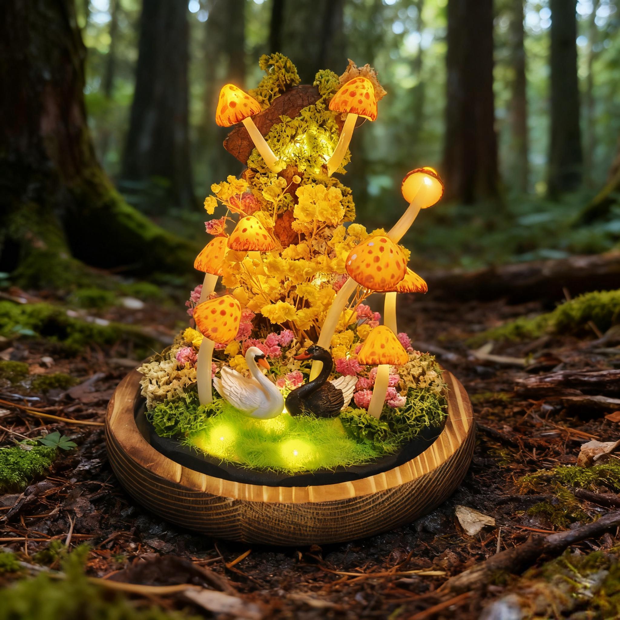 StarlitCarat Yellow Mushroom Lamp Handcrafted LED Night Light