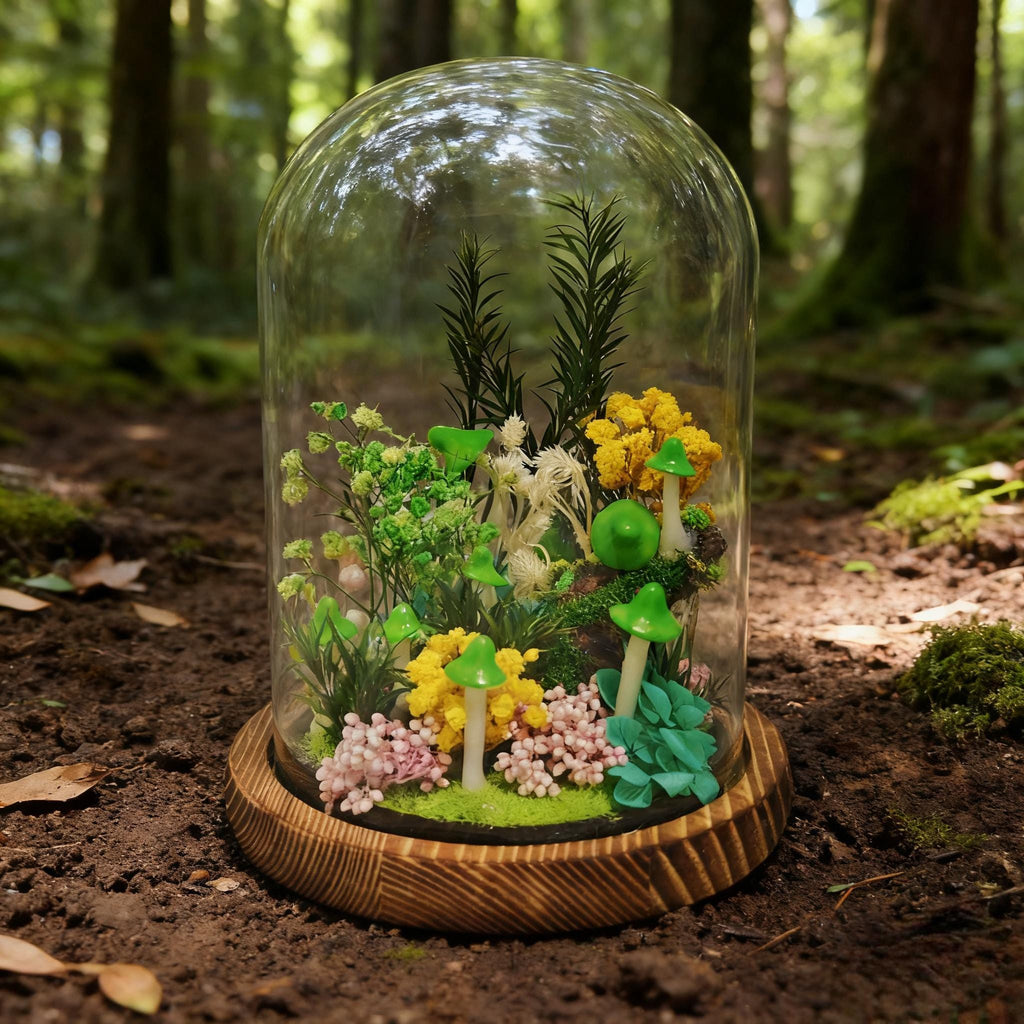 StarlitCarat Handmade Green Mushroom Night Light, Warm 2200K LED Lamp 6.3in
