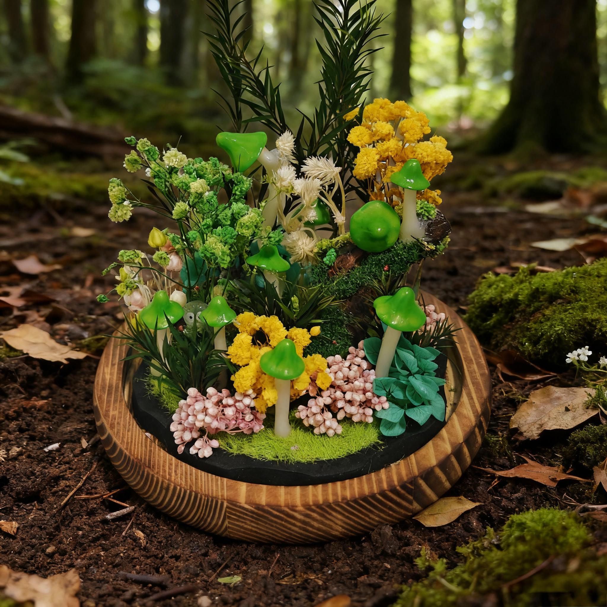 StarlitCarat Handmade Green Mushroom Night Light, Warm 2200K LED Lamp 6.3in