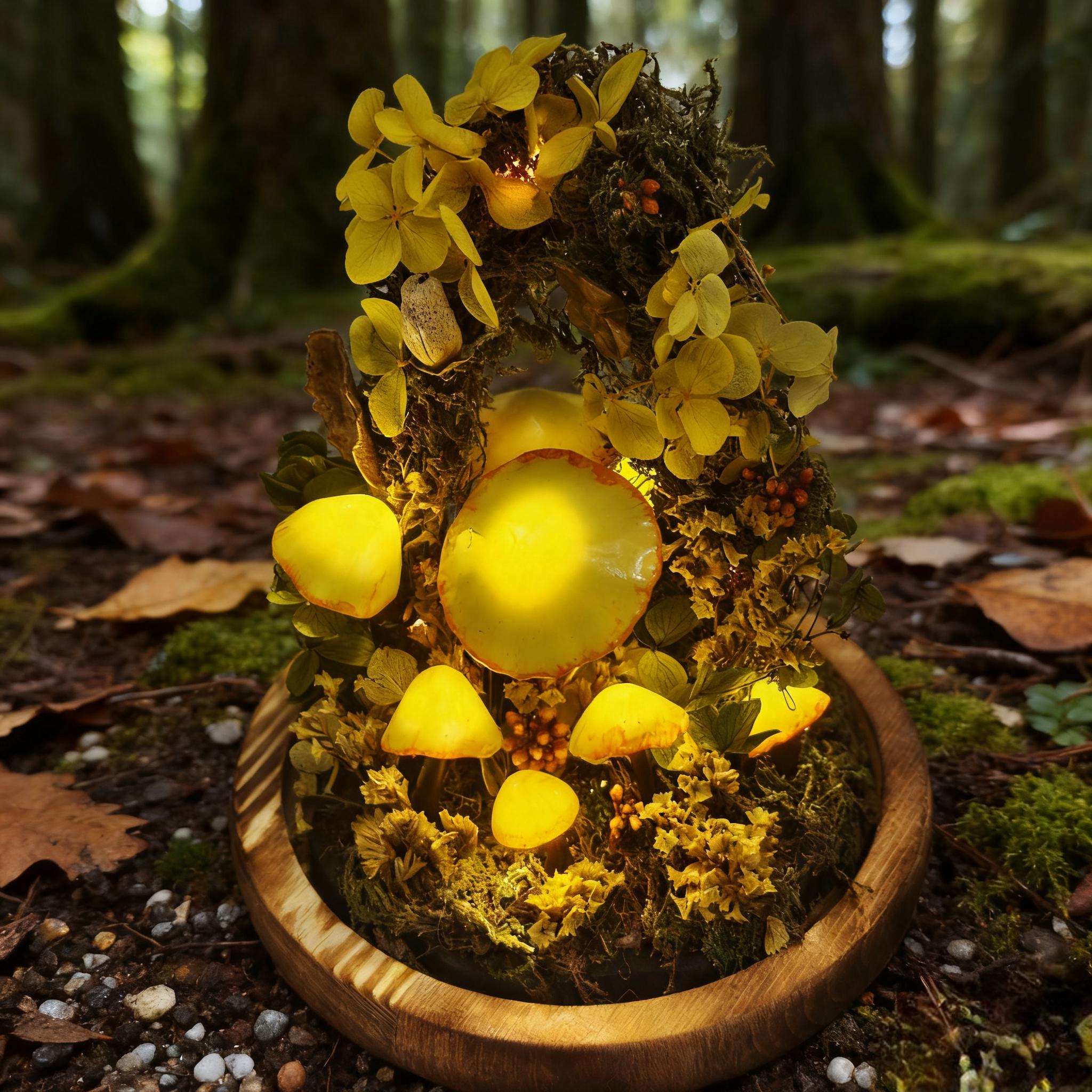 StarlitCarat Enchanted Mushroom Night Light 6.3in Yellow