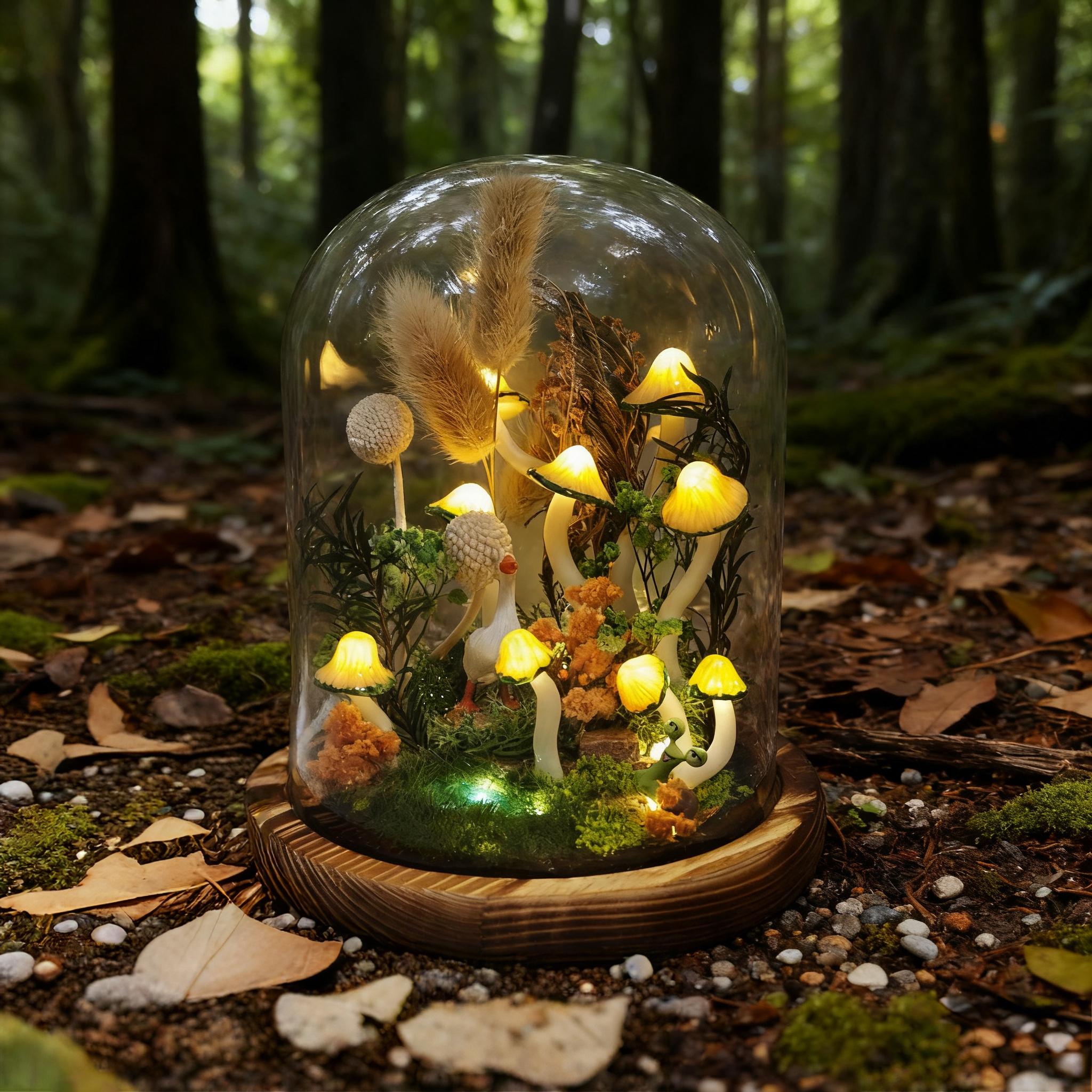 StarlitCarat Handmade Mushroom Night Light Fairycore 2200K Warm LED Battery/USB