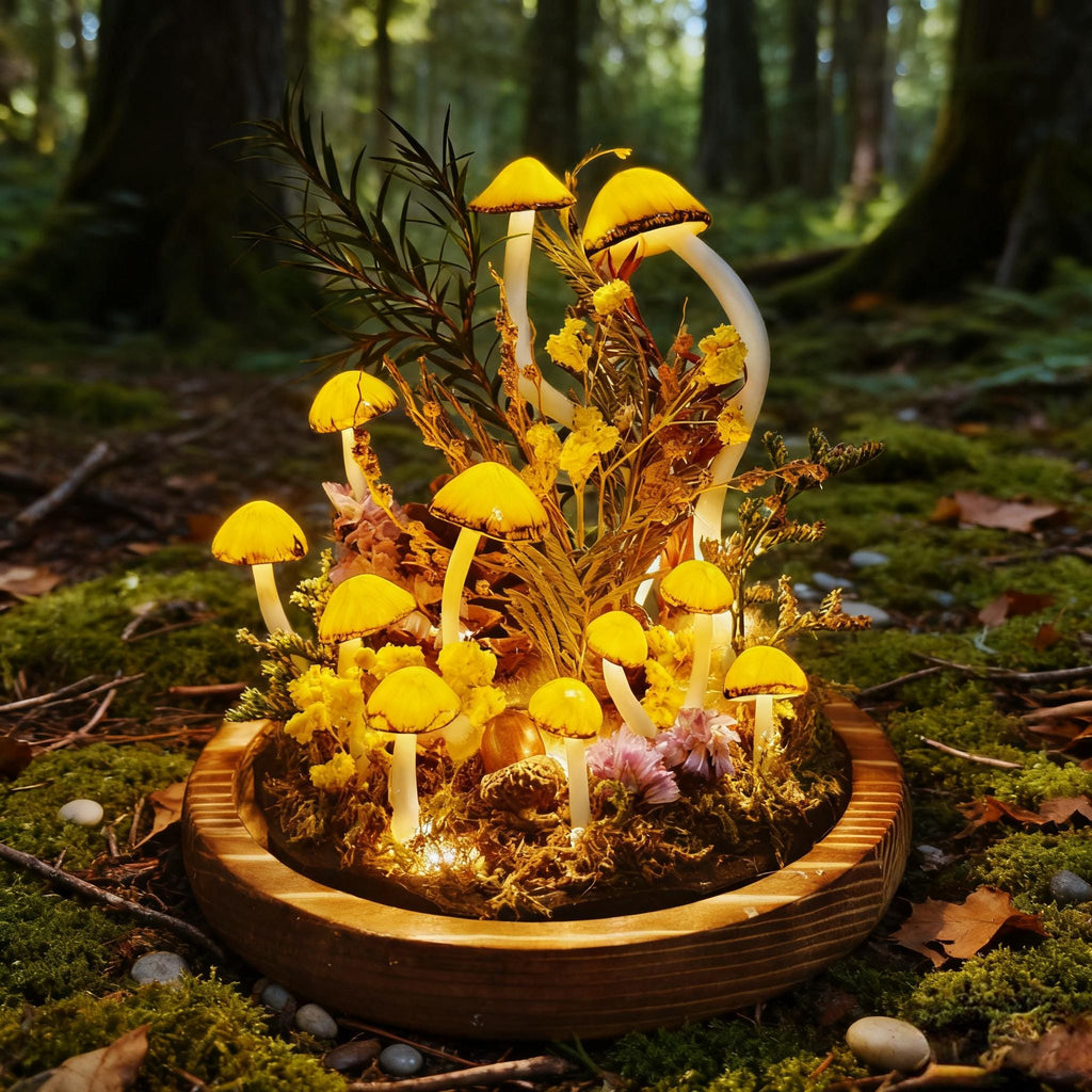 StarlitCarat Whimsical Fairy Mushroom Night Light Handmade Fantasy Decor 2200K