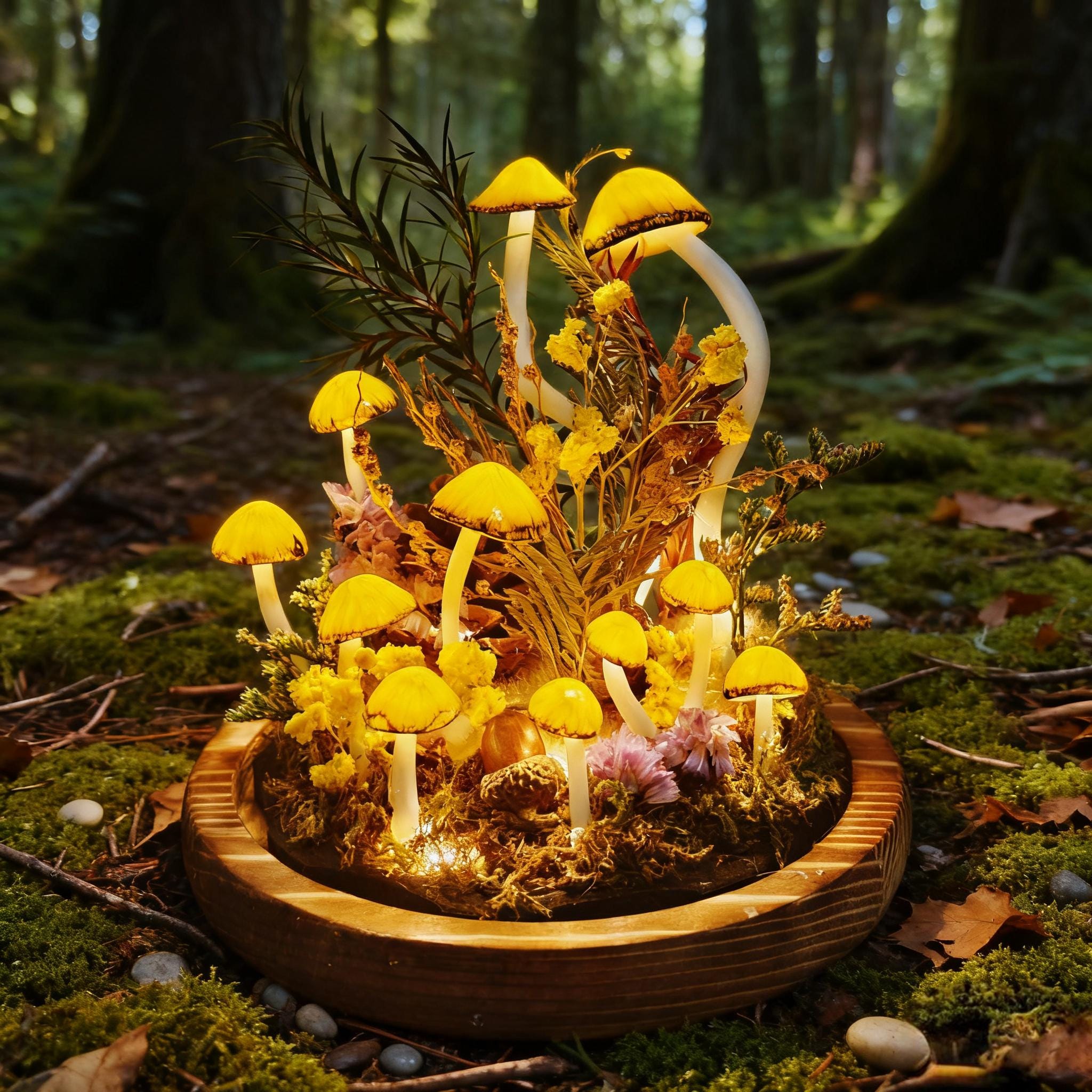 StarlitCarat Whimsical Fairy Mushroom Night Light Handmade Fantasy Decor 2200K