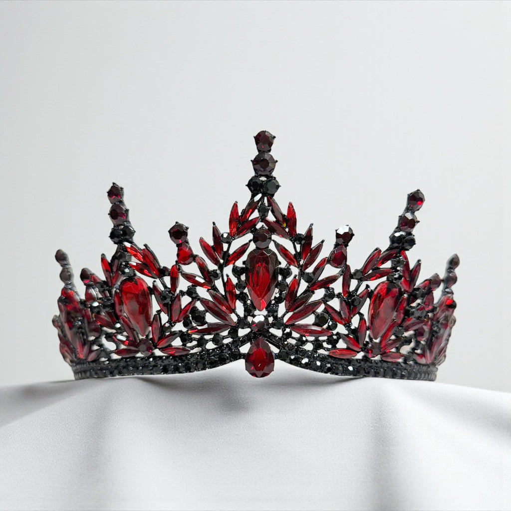 Red Crystal Tiara Gothic Wedding Headpiece Dark Queen Crown