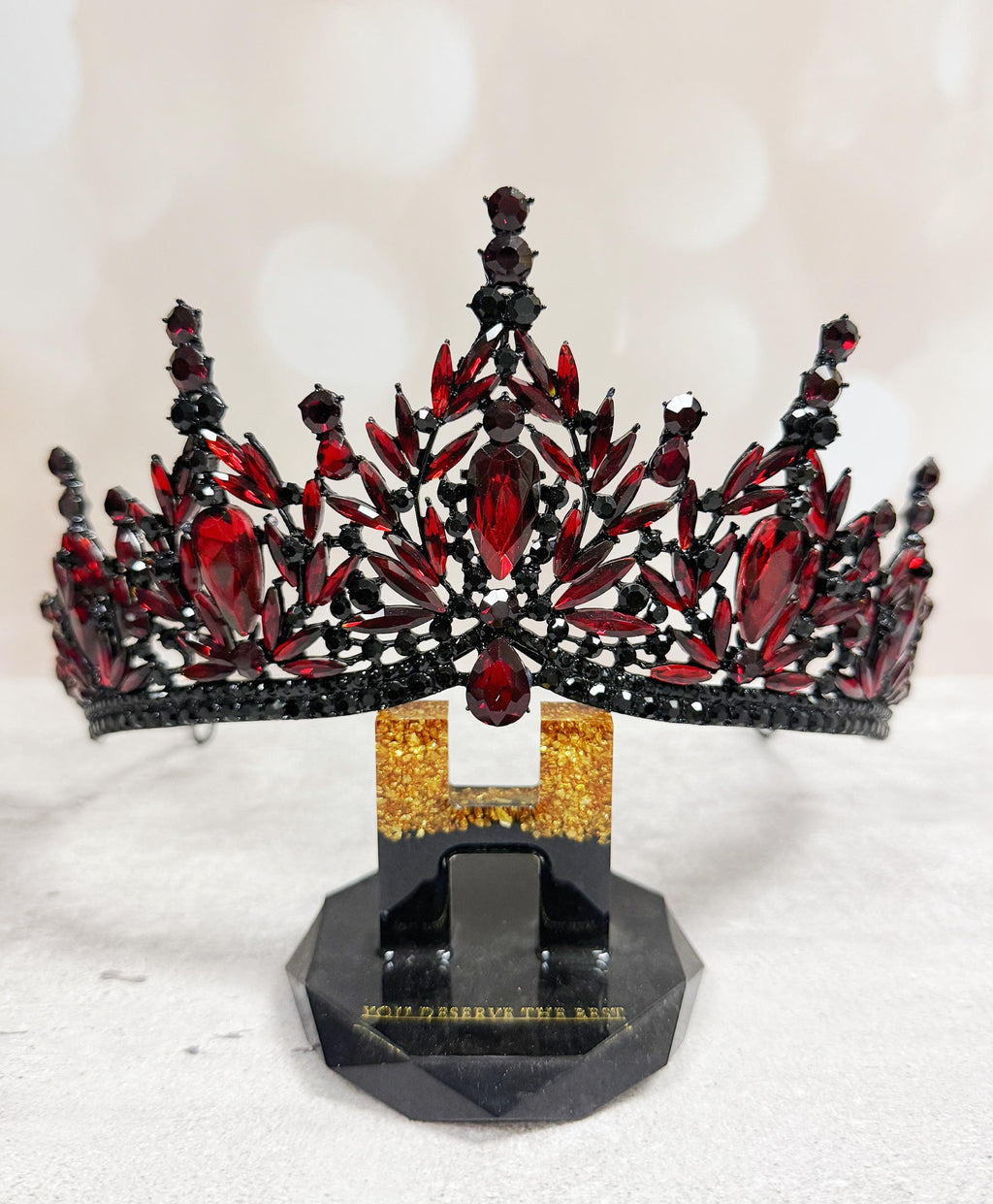Red Crystal Tiara Gothic Wedding Headpiece Dark Queen Crown