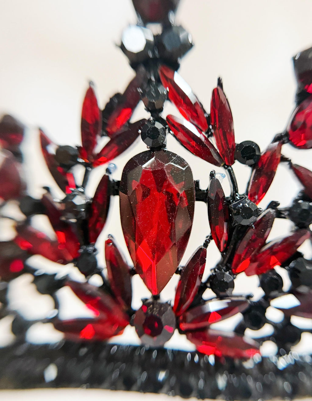Red Crystal Tiara Gothic Wedding Headpiece Dark Queen Crown