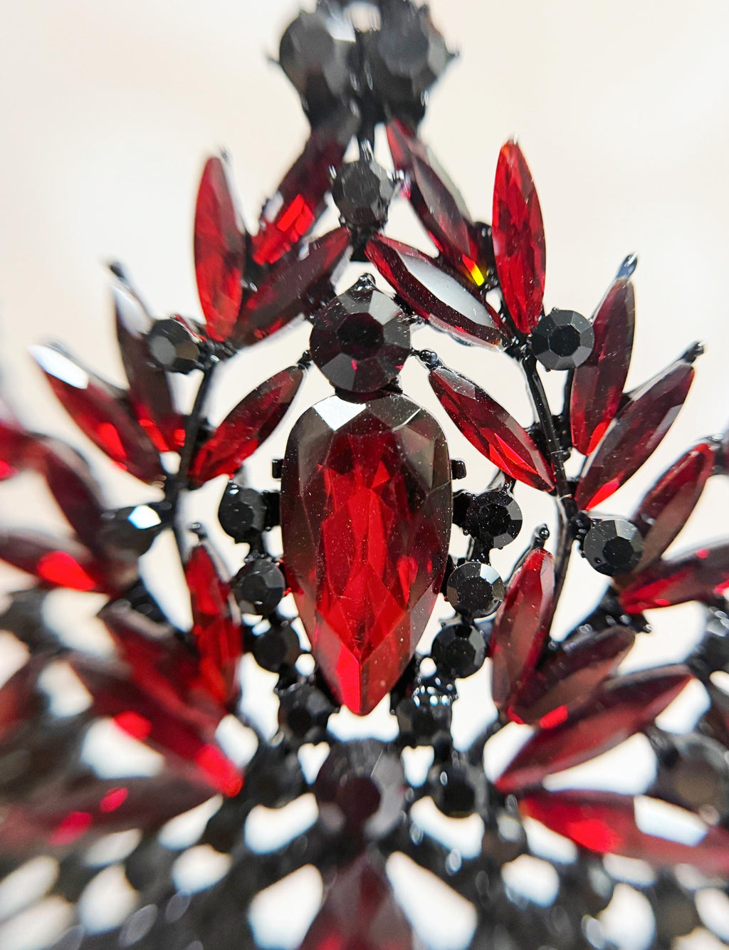 Red Crystal Tiara Gothic Wedding Headpiece Dark Queen Crown