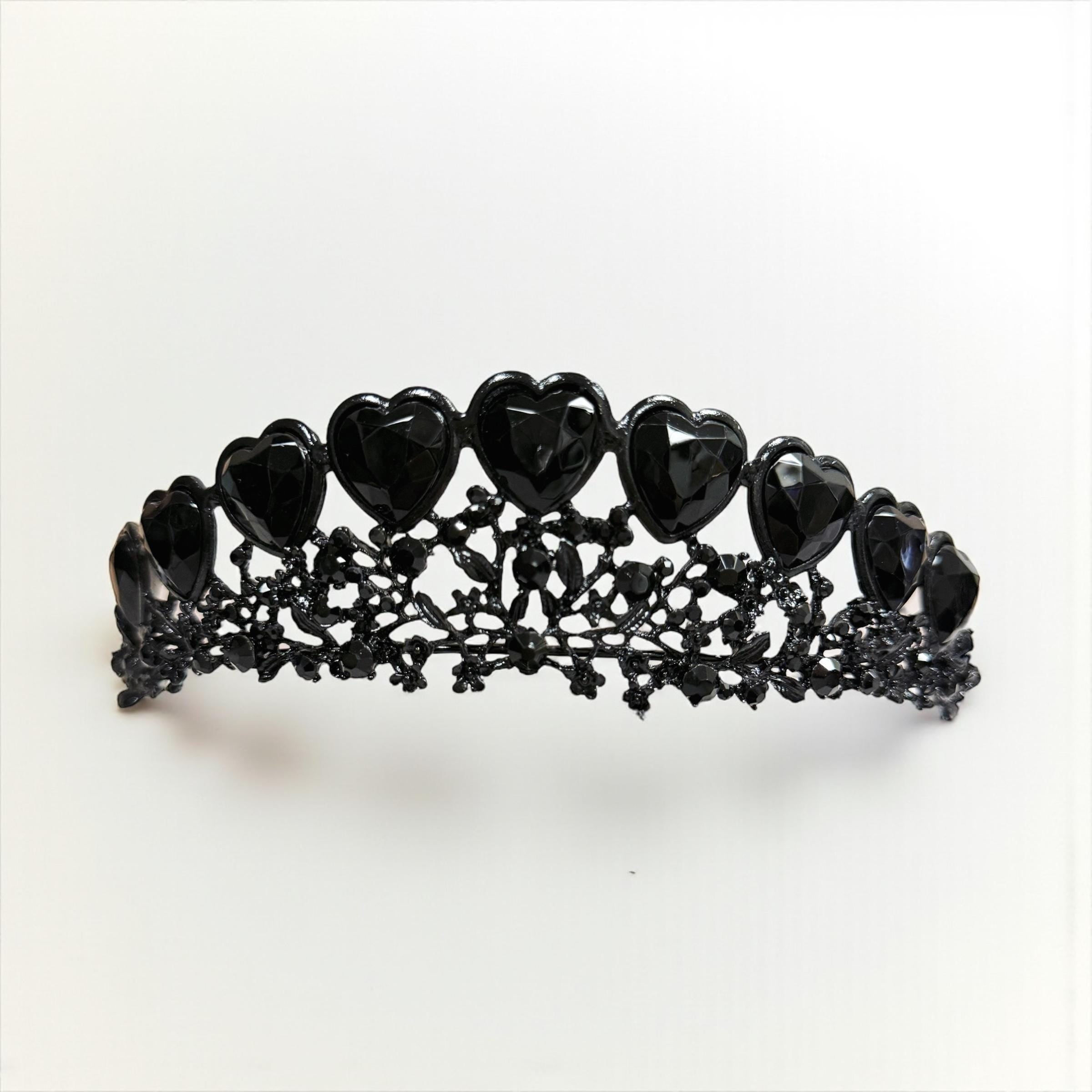Black Heart Tiara: Gothic Queen Crown, Costume Headpiece
