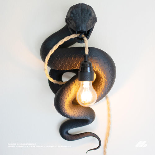 April16studio Sculptural Serpent Wall Sconce Black Snake Lamp