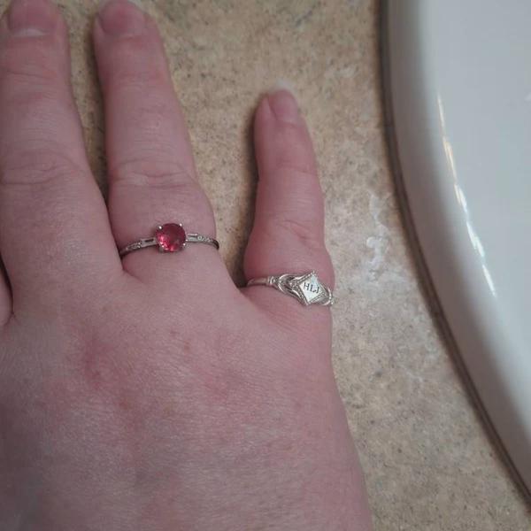 Sterling Silver Rhombus Initial Ring: Personalized Pinky Ring
