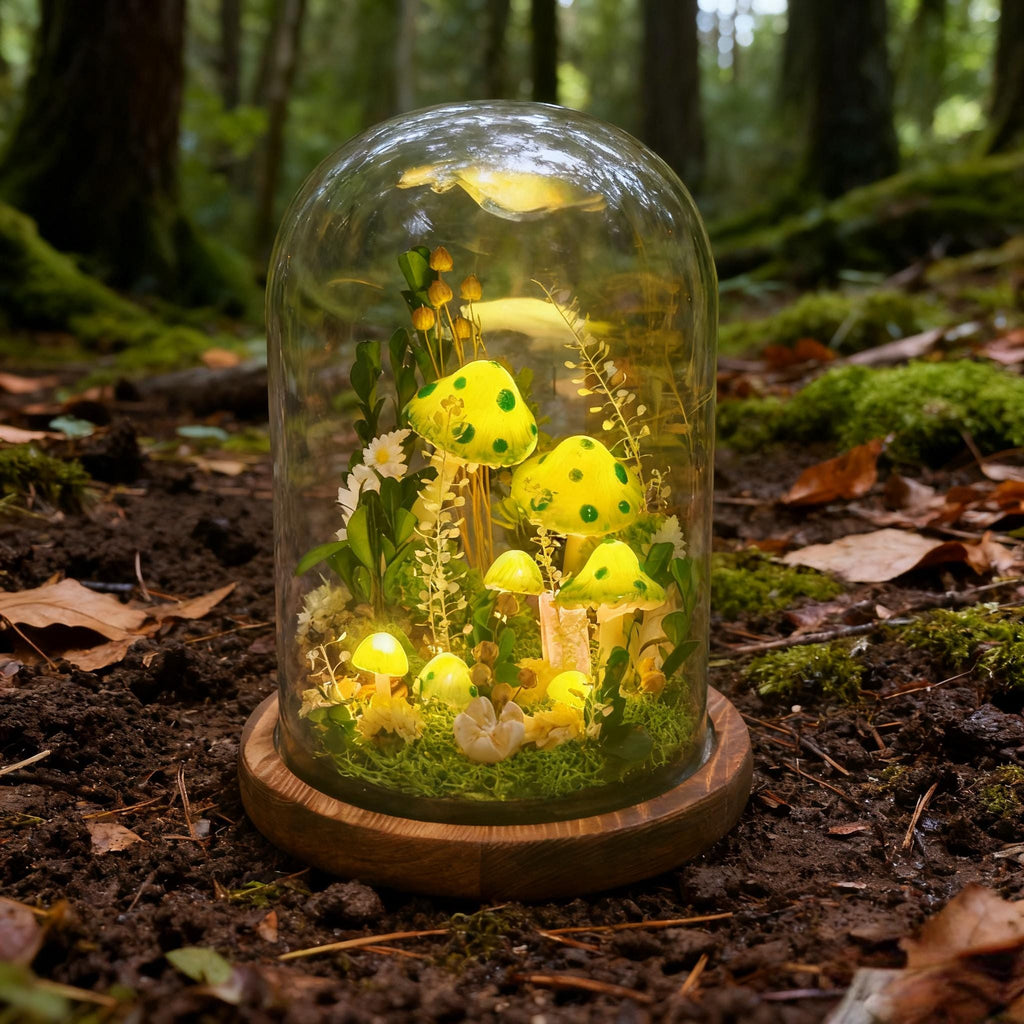 StarlitCarat Handmade Green Mushroom Lamp With Shell