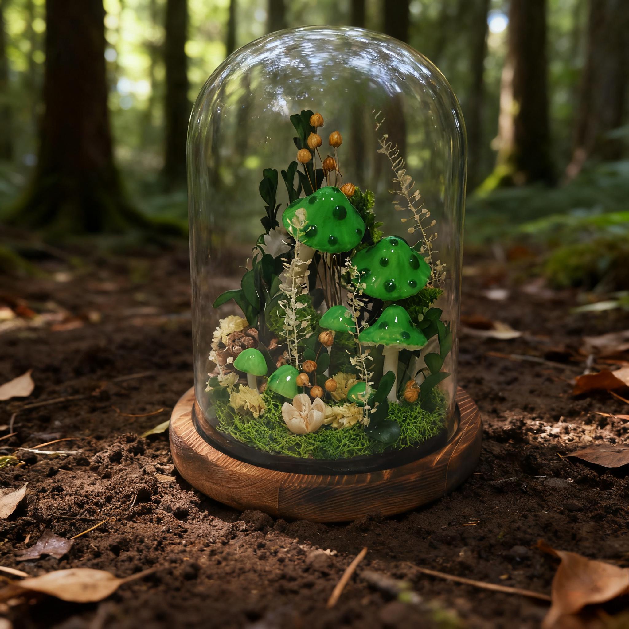 StarlitCarat Handmade Green Mushroom Lamp With Shell