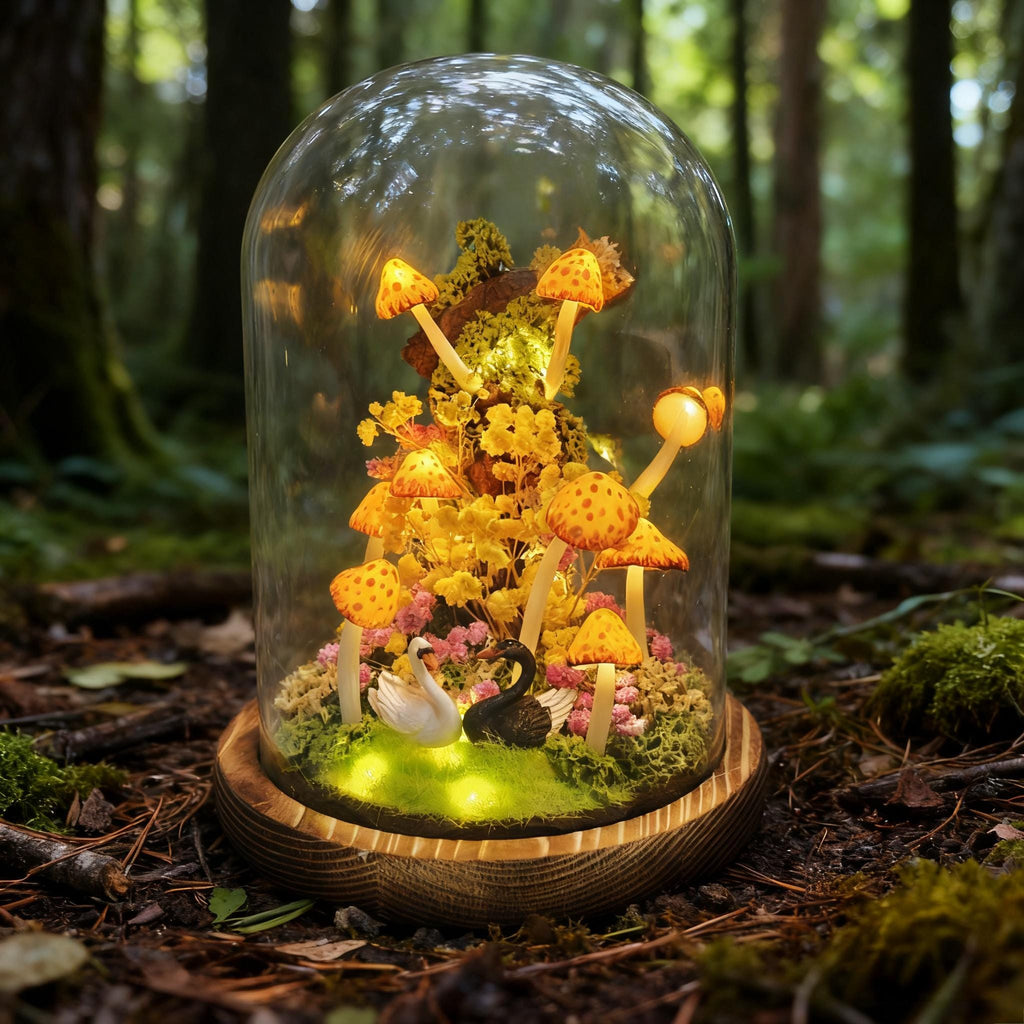 StarlitCarat Yellow Mushroom Lamp Handcrafted LED Night Light