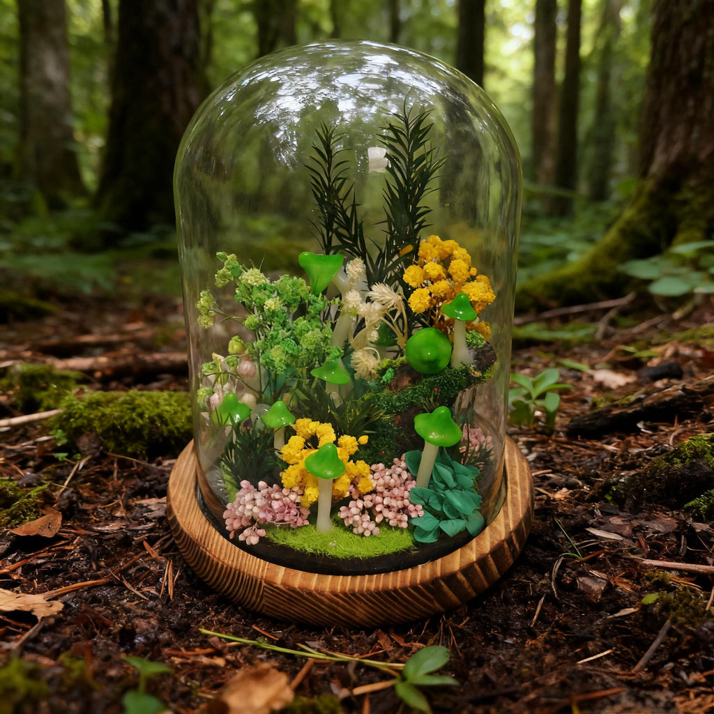 StarlitCarat Handmade Green Mushroom Night Light, Warm 2200K LED Lamp 6.3in