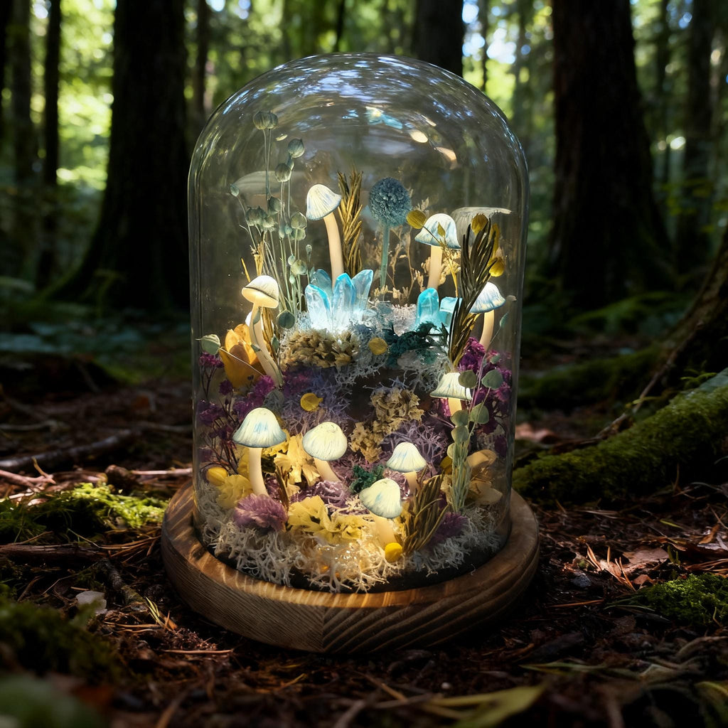 StarlitCarat Blue Mushroom Lamp Night Light Crystal Decor