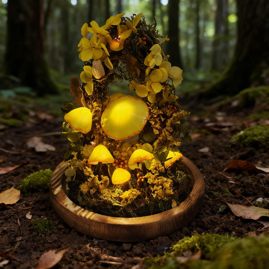 StarlitCarat Enchanted Mushroom Night Light 6.3in Yellow