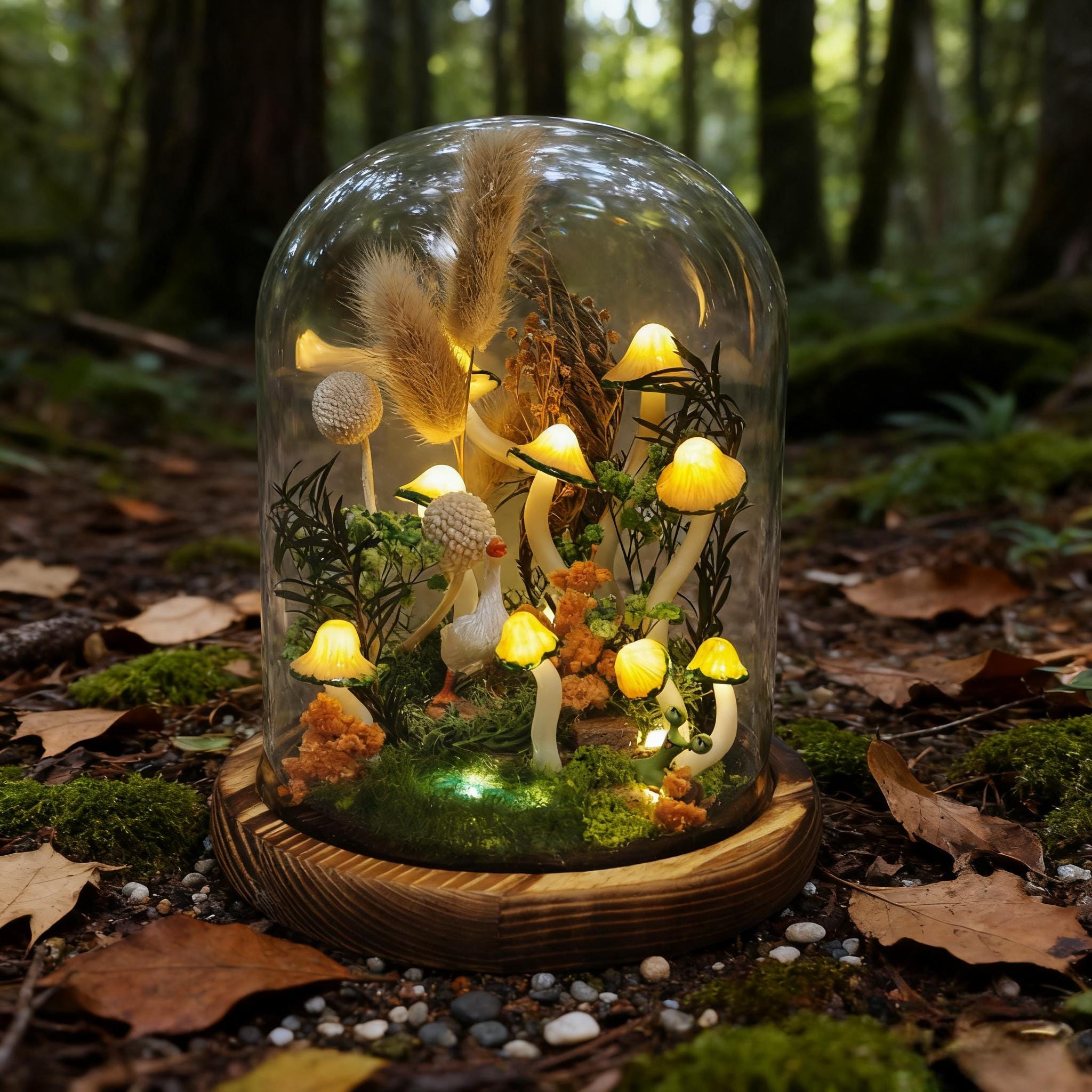 StarlitCarat Handmade Mushroom Night Light Fairycore 2200K Warm LED Battery/USB