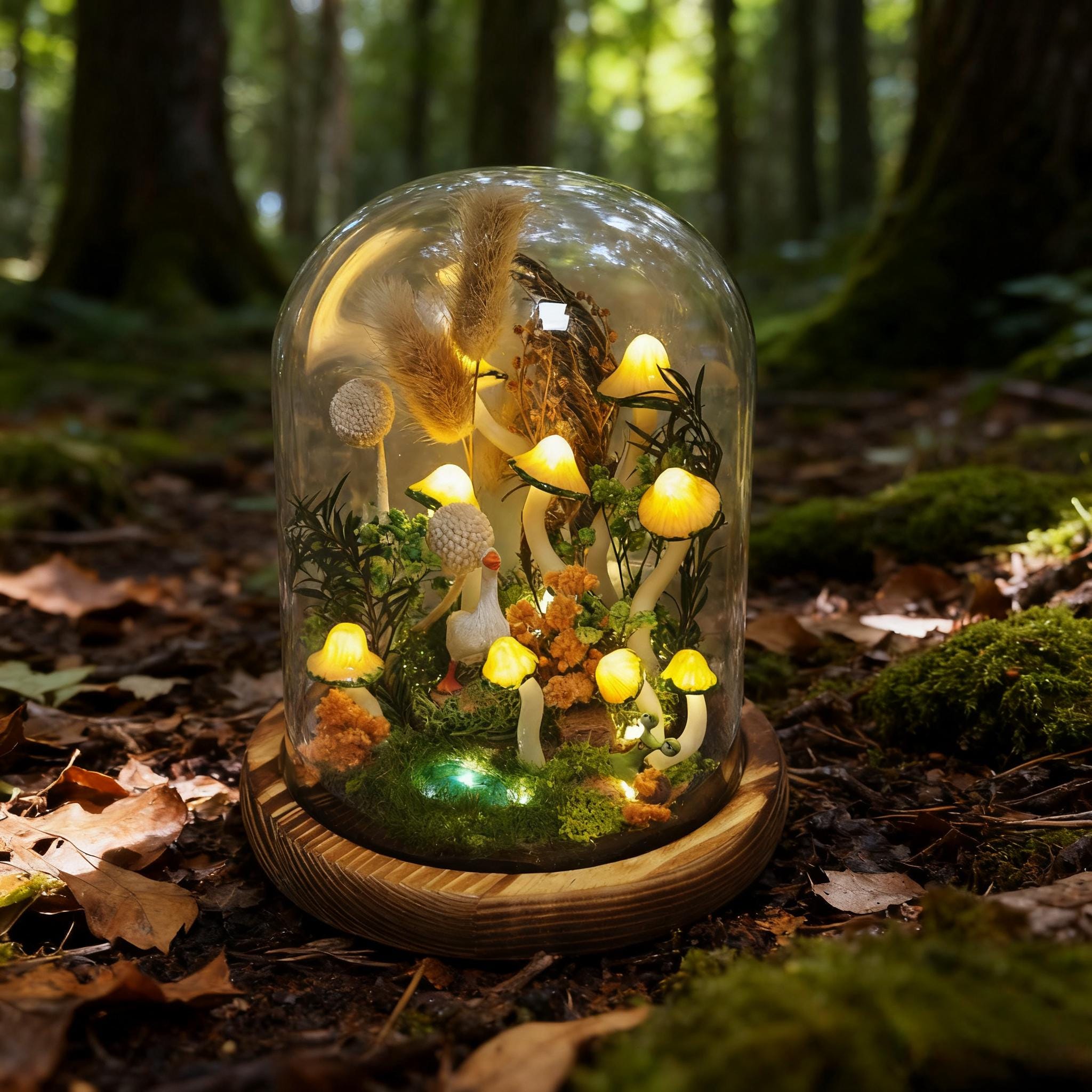 StarlitCarat Handmade Mushroom Night Light Fairycore 2200K Warm LED Battery/USB