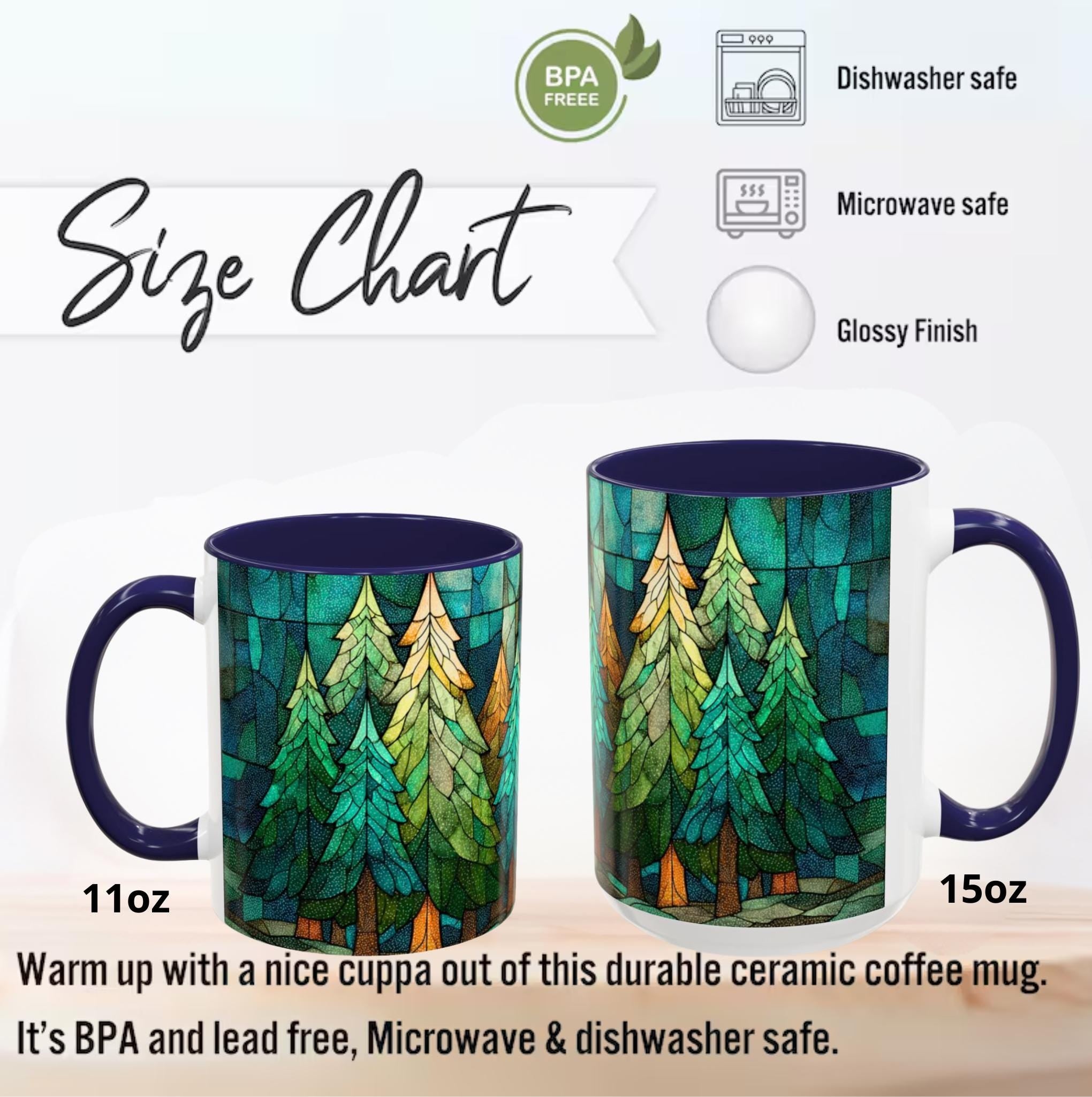LELORESTORE Festive Christmas Tree Ceramic Mug 11oz 15oz Holiday Drinkware