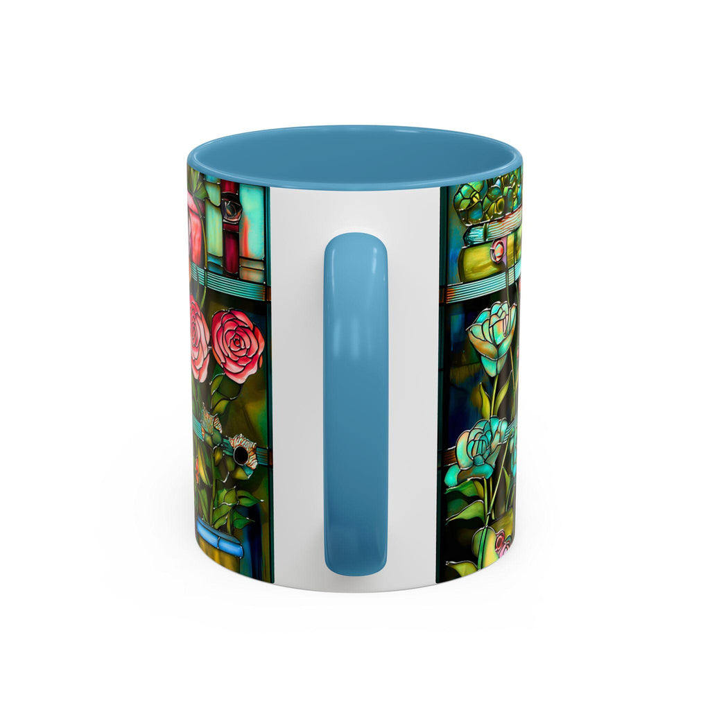 LELORESTORE Floral Bookshelf Faux Stained Glass Ceramic Mug Bookish Gift