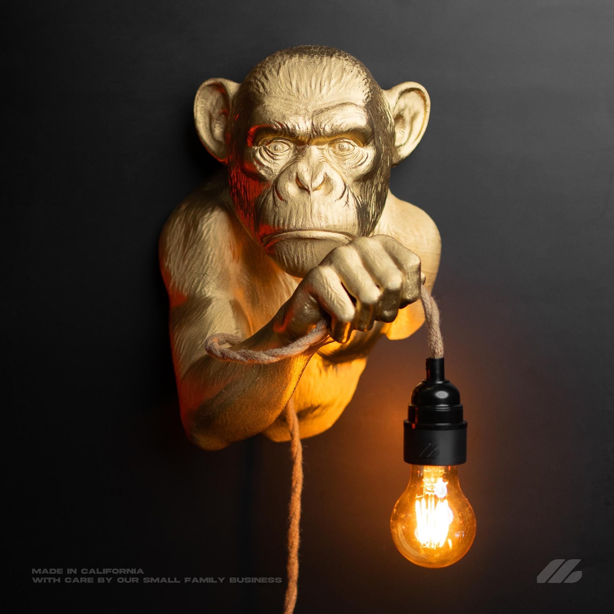Golden Monkey Wall Light 9in x 12in Gold