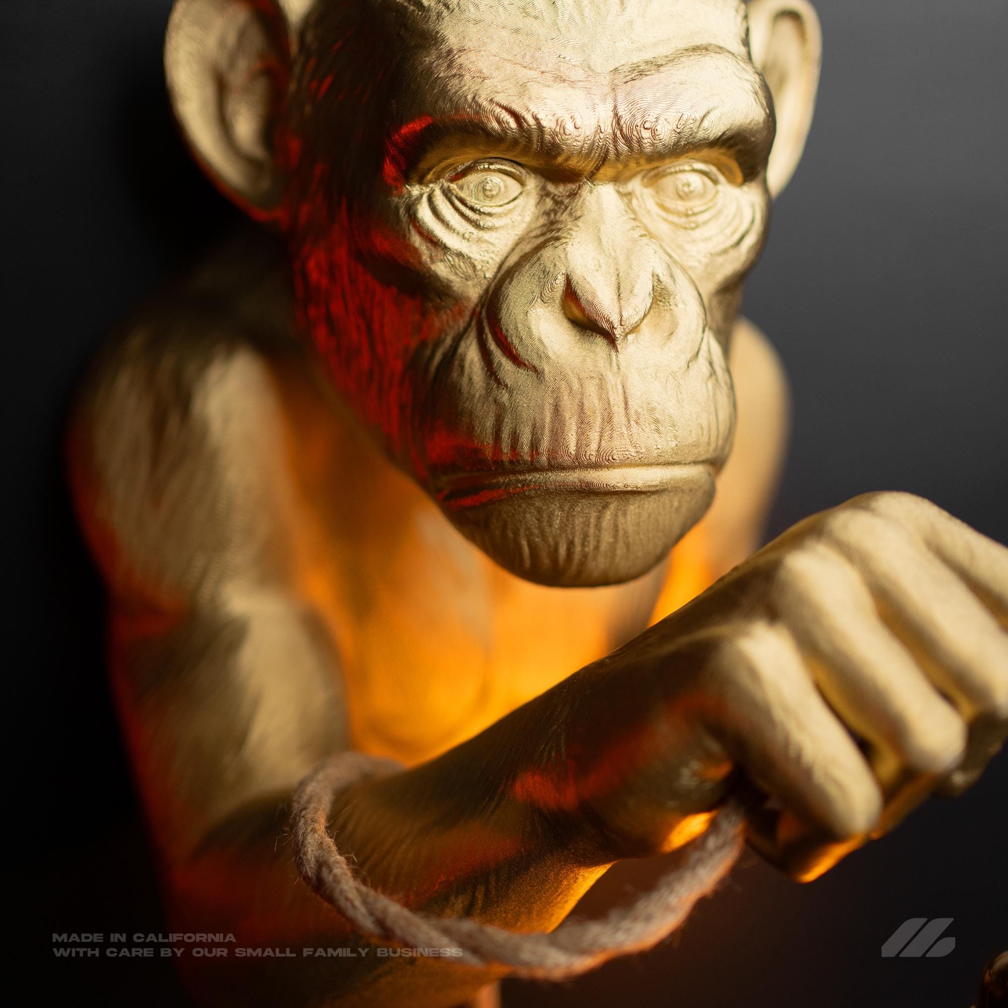 Golden Monkey Wall Light 9in x 12in Gold