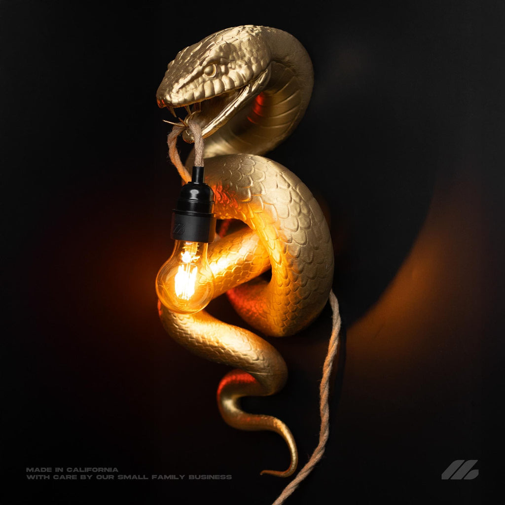 April16studio Gold Snake Wall Light Handcrafted Serpent Accent Lamp 19in
