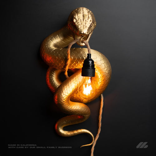 April16studio Gold Snake Wall Light Handcrafted Serpent Accent Lamp 19in