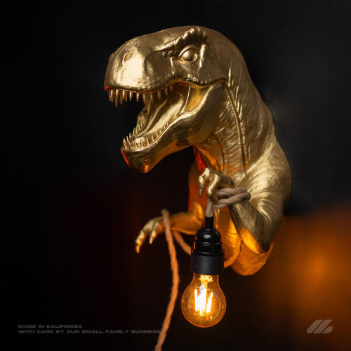 April16studio Gold T-Rex Wall Light Sconce 14in Hand-Painted