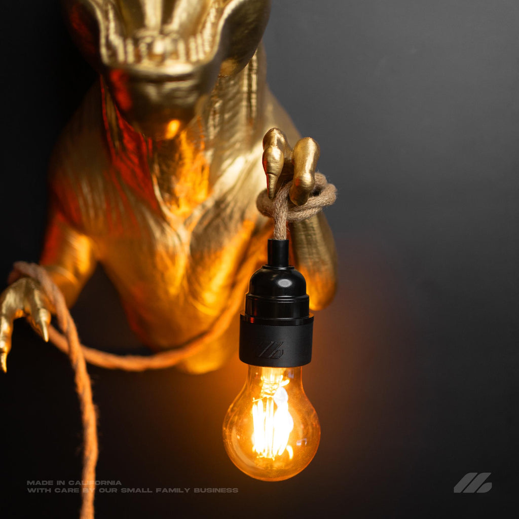 April16studio Gold T-Rex Wall Light Sconce 14in Hand-Painted