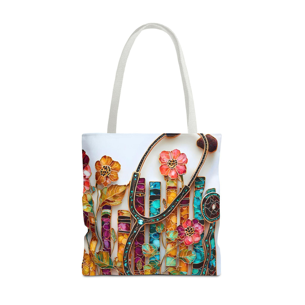 LELORESTORE Floral Bookshelf Tote Bag Boho Stained Glass Literary Gift
