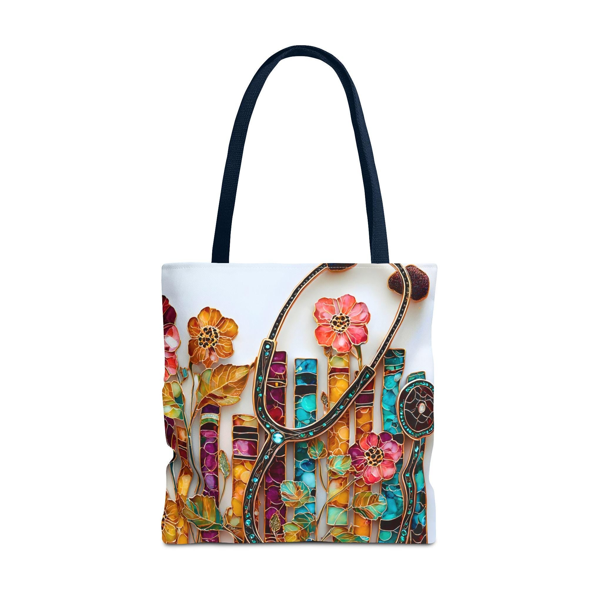 LELORESTORE Floral Bookshelf Tote Bag Boho Stained Glass Literary Gift