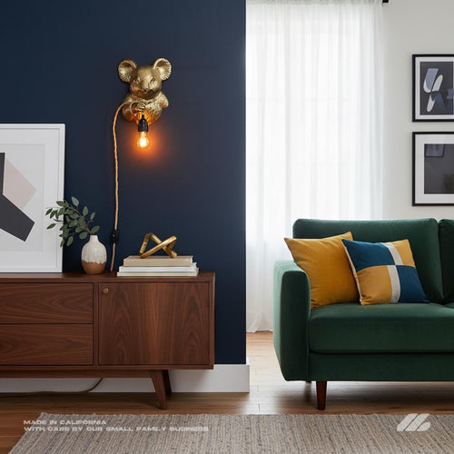 April16studio Gold Koala Wall Light 3D Printed Animal Sconce Lamp