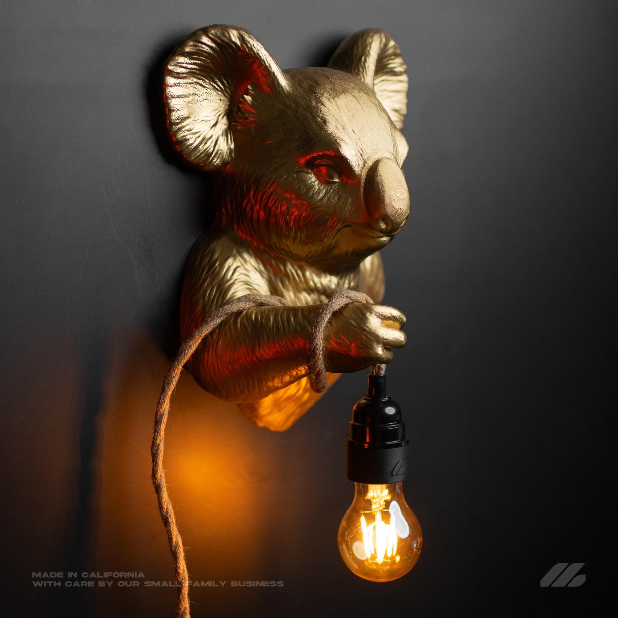 April16studio Gold Koala Wall Light 3D Printed Animal Sconce Lamp