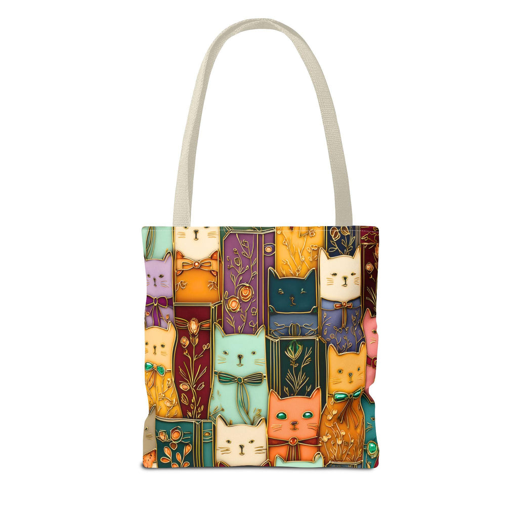 LELORESTORE Stained Glass Cat Tote Bag Book Lover Canvas