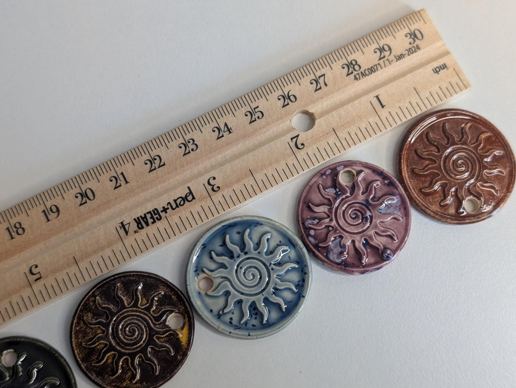 NoctemPottery Swirl Sun Ceramic Wax Seal Pendant Adjustable Cord Necklace
