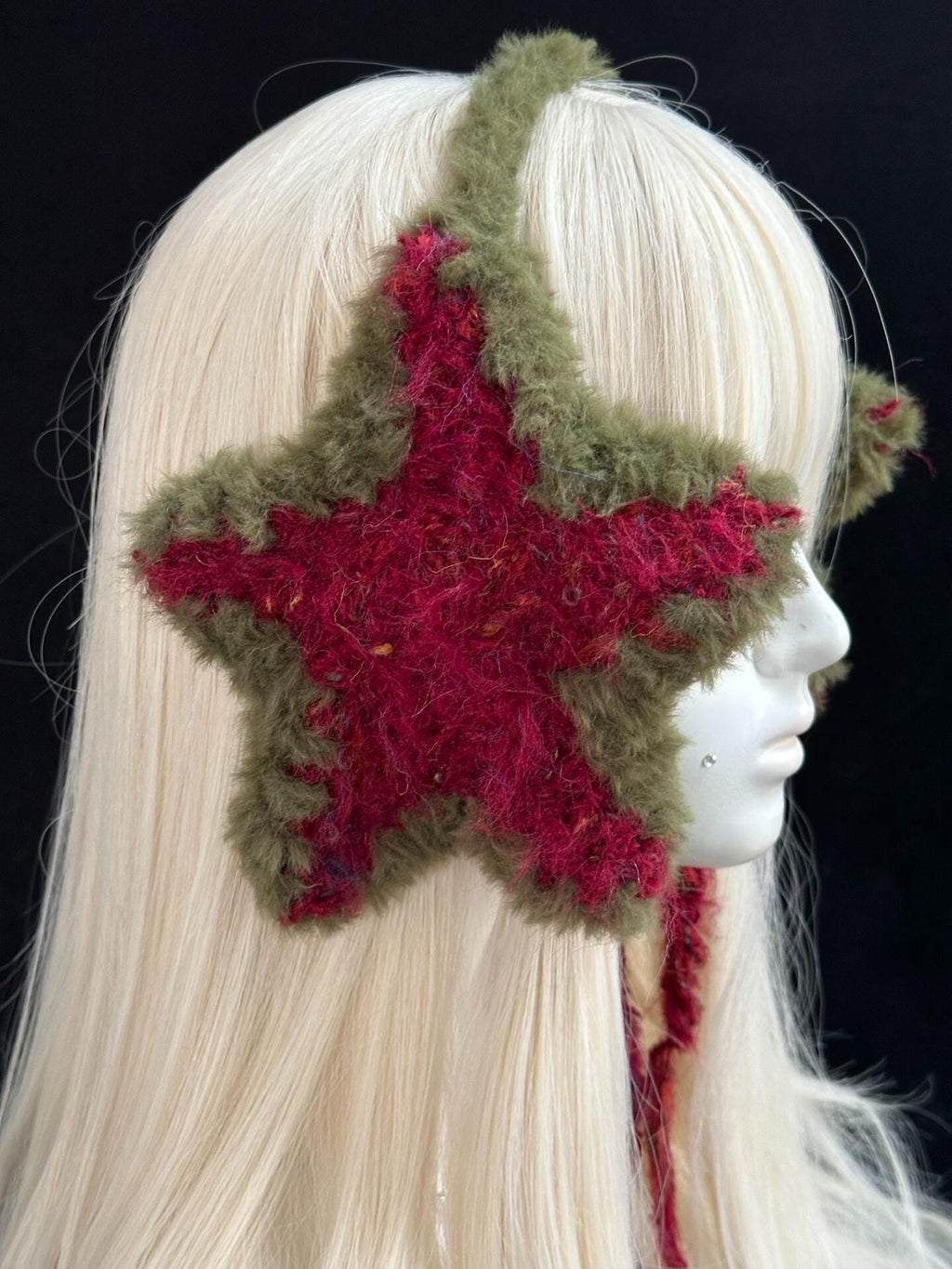 StellarPride Handcrafted Christmas Crochet Star Ear Warmer Red Green