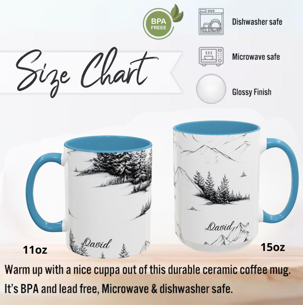 LELORESTORE Personalized Mountain Ceramic Coffee Mug Custom Name Nature Gift