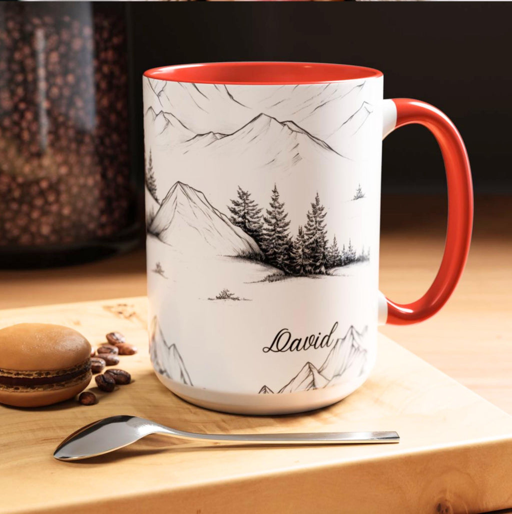 LELORESTORE Personalized Mountain Ceramic Coffee Mug Custom Name Nature Gift