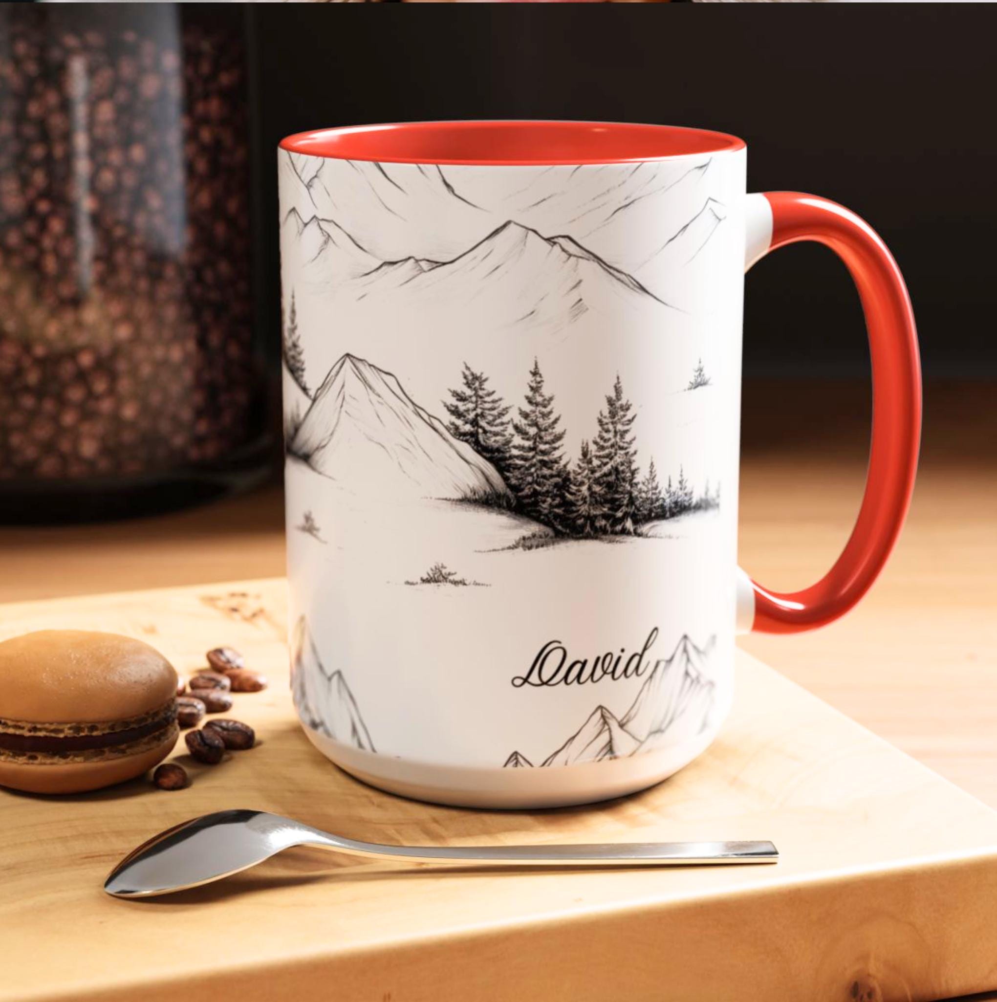LELORESTORE Personalized Mountain Ceramic Coffee Mug Custom Name Nature Gift