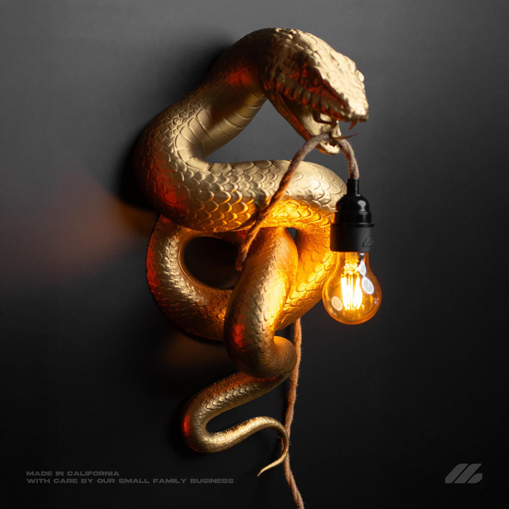April16studio Gold Snake Wall Light Handcrafted Serpent Sconce 19in