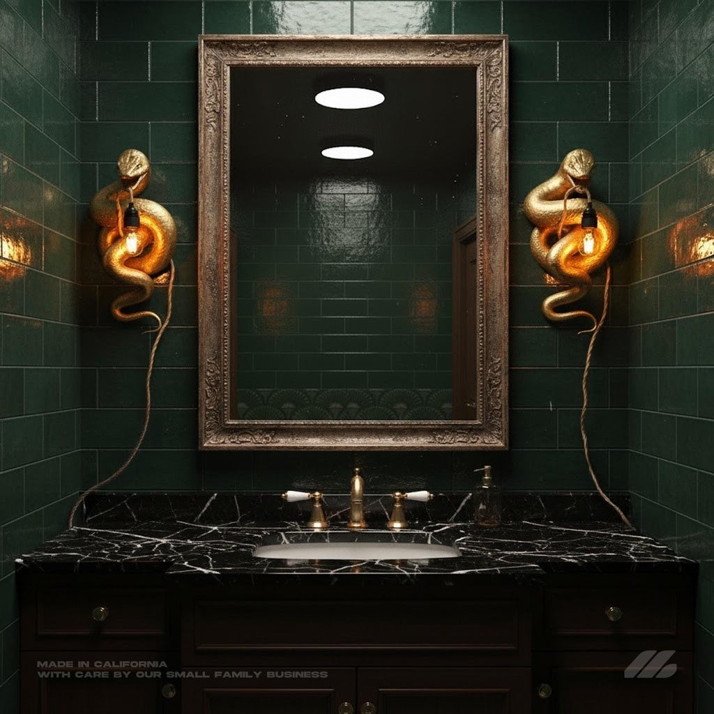April16studio Gold Snake Wall Light Handcrafted Serpent Sconce 19in