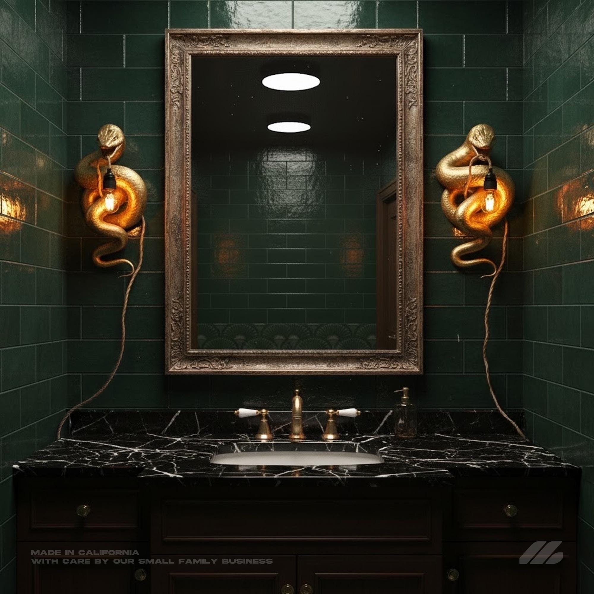 April16studio Gold Snake Wall Light Handcrafted Serpent Sconce 19in