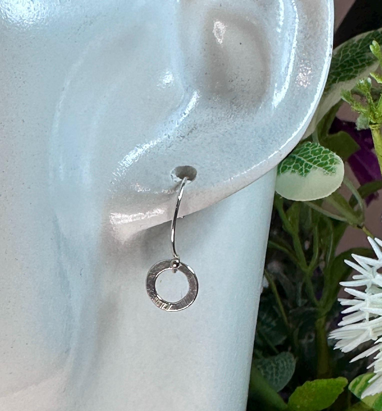 MossberryandStone Minimalist Hammered Sterling Silver Dangle Drop Earrings