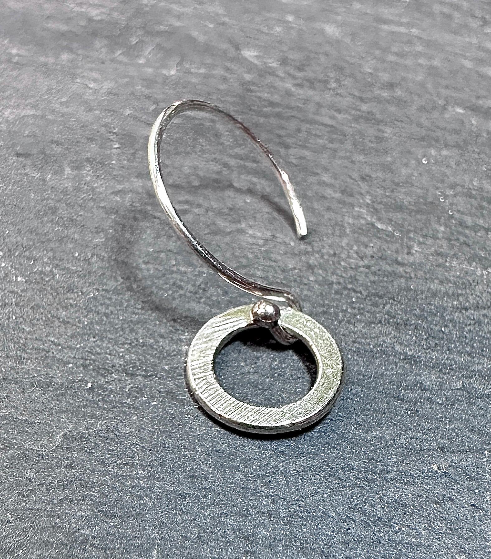 MossberryandStone Minimalist Hammered Sterling Silver Dangle Drop Earrings