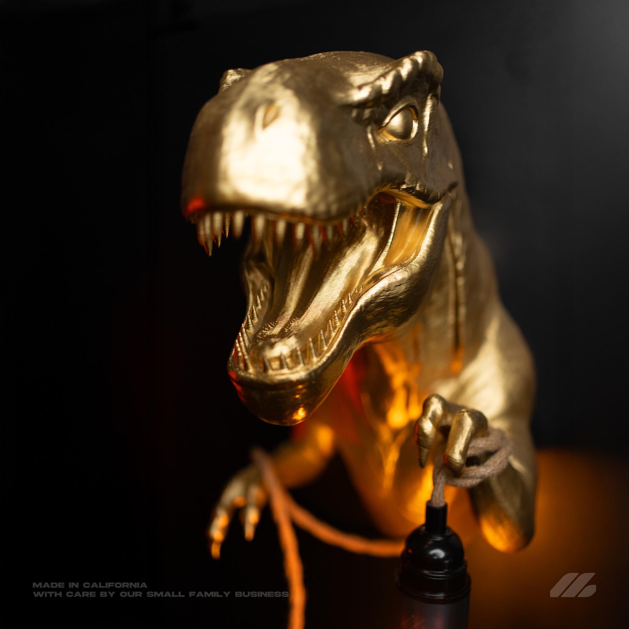 April16studio Gold T-Rex Wall Light Sconce 14in Hand-Painted