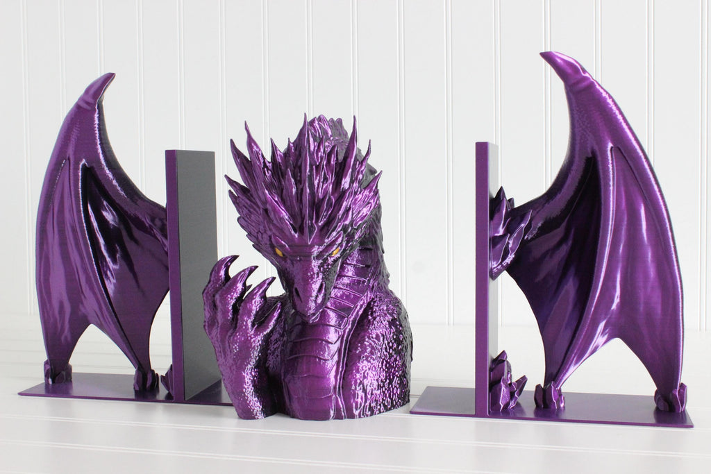 DelightfullyDutch 3D Printed Dragon Bookends Fourth Wing Bookshelf Decor