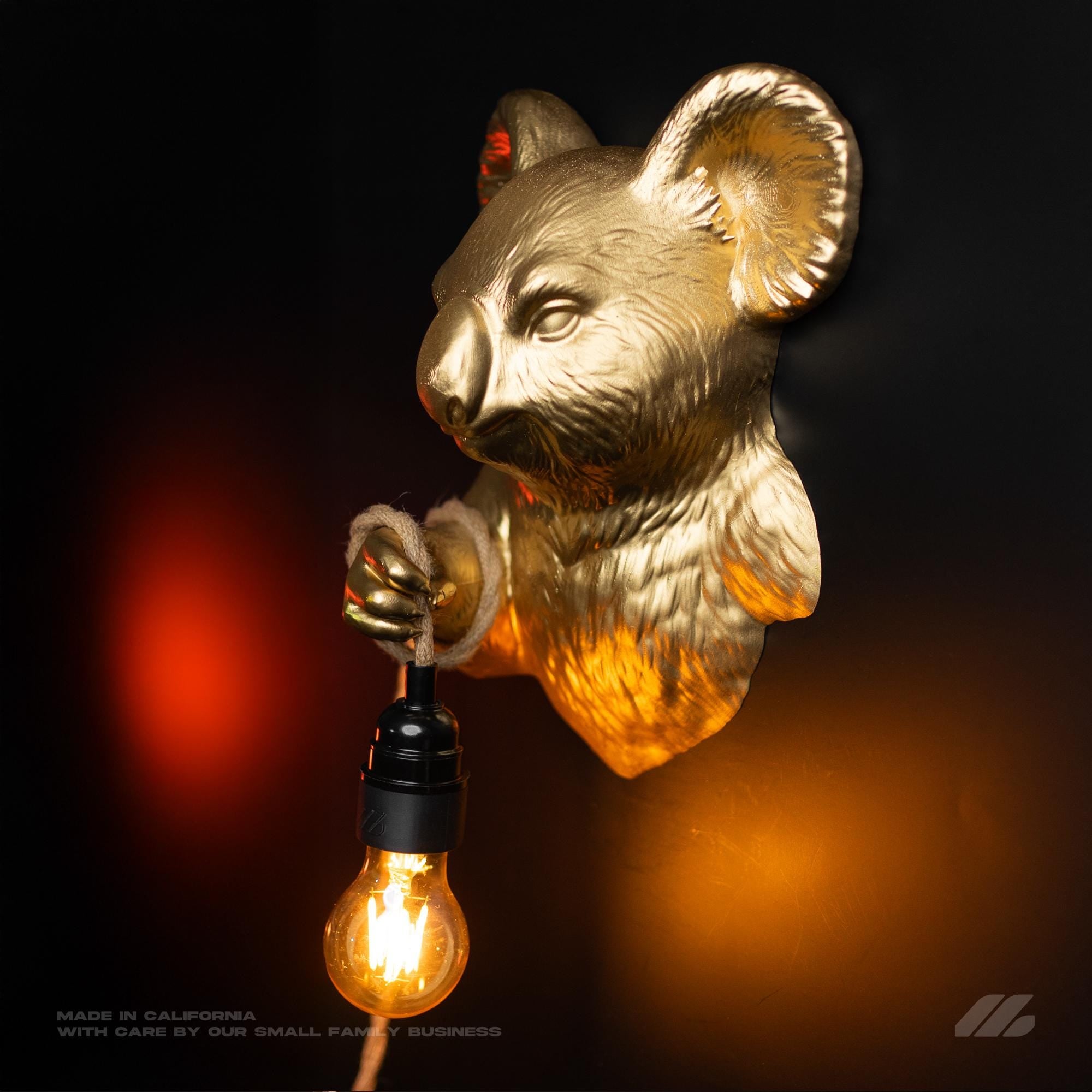 April16studio Gold Koala Wall Light 3D Printed Animal Sconce Lamp