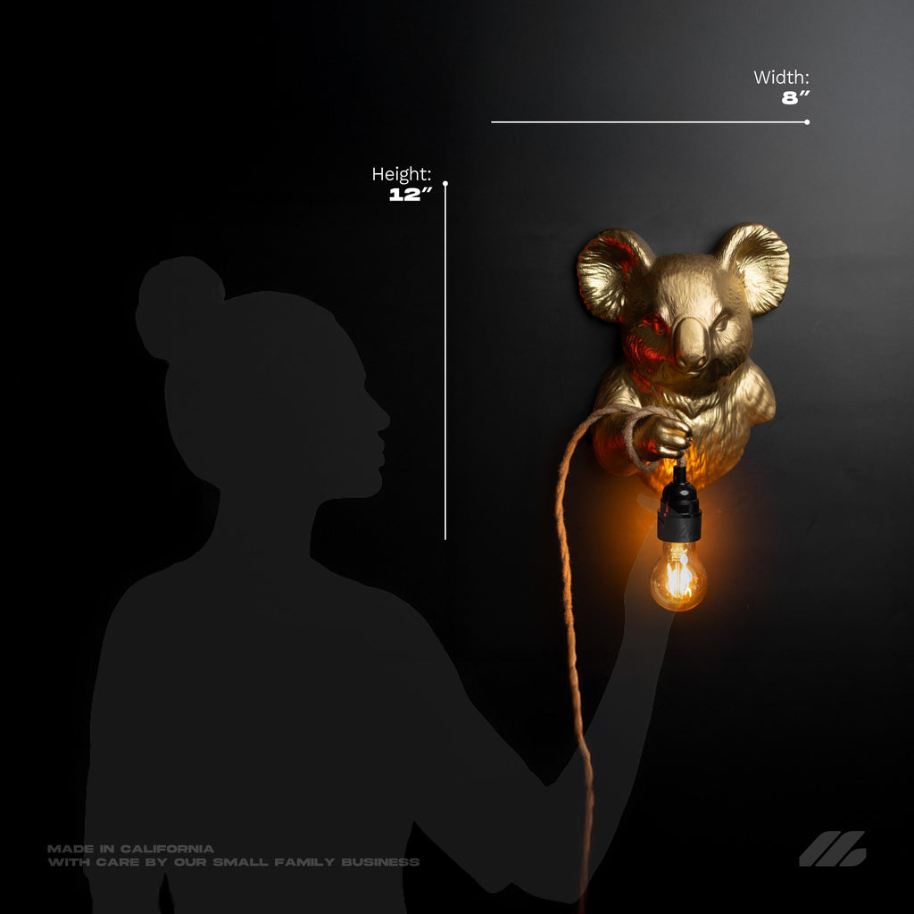 April16studio Gold Koala Wall Light 3D Printed Animal Sconce Lamp